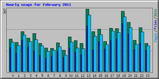 Hourly usage for February 2011